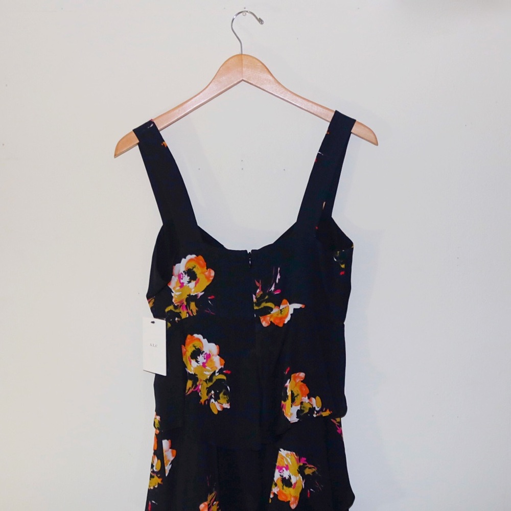 A.L.C. Natalia Tiered Floral Two-Tone Ruffled Silk Dress - Picture 7 of 16